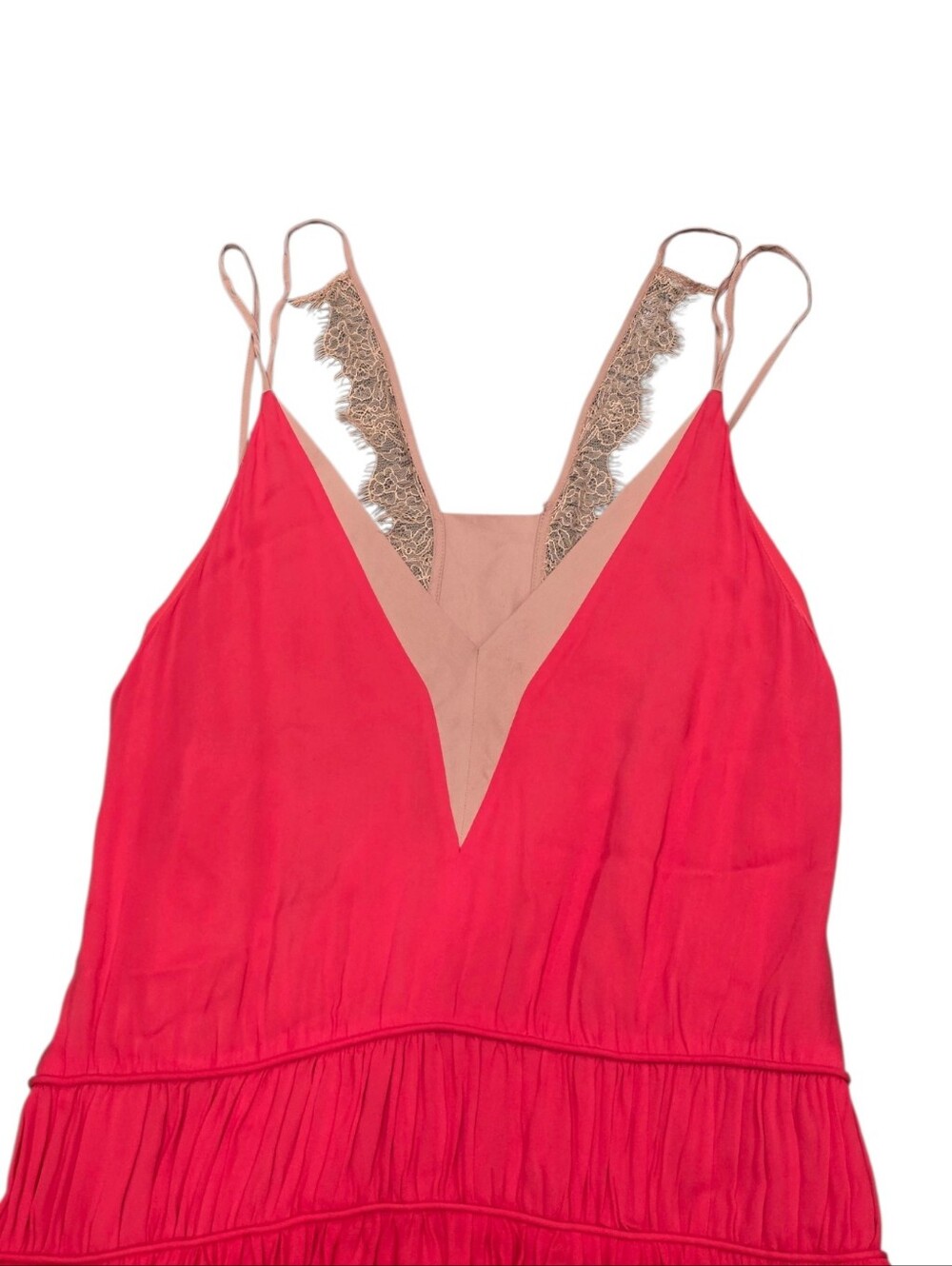 ​REISS Henley Romantic Lace Cami Midi Dress in Coral Red EU38/US 6 - Picture 7 of 15